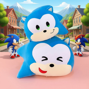 หมอนอิงตุ๊กตาเม่นยิ้มสีฟ้า บลูโซนิคส์ พิมพ์โลโก้ได้ ของเล่นตุ๊กตาขนนุ่ม ตกแต่งโซฟา ขายส่ง - Product Image 3