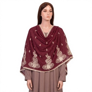 Wholesale Cotton <b>Shawl</b> Dot Field Feather Paisley Border Embroidery Lightweight Women OEM ODM Custom - Product Image 1