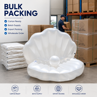 Piscine gonflable personnalisée en forme de coquille, équipée de balles flottantes en perles, chaises flottantes gonflables en forme de coquille, adaptées à une utilisation en plage