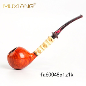 Muxiang Bent Briar Wood Tobacco Pipe Apple Shape Handmade Smoking Accessory - Product Image 3