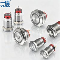 Bouton-poussoir métallique à réinitialisation lumineux LED plat de 16,12 mm, étanche, marche/arrêt avec logo d'alimentation pour automobile et bateau