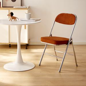 Chaise pliante avec siège en velours côtelé, structure métallique, pour la maison ou le bureau, design pliable - Product Image 1