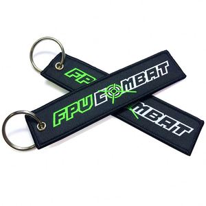 <b>Custom</b> Logo Woven Embroidery Fabric Tag Chain Keychain Motorcycle Car <b>Key</b> Jet Tags - Product Image 2