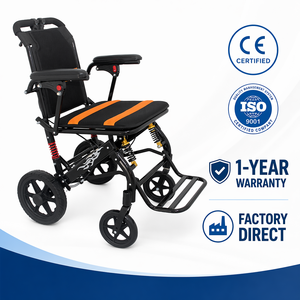 Fauteuil roulant manuel pliable <span class=keywords><strong>en</strong></span> <span class=keywords><strong>aluminium</strong></span> avec accoudoirs relevables et amortisseurs pour personnes âgées - Product Image 4