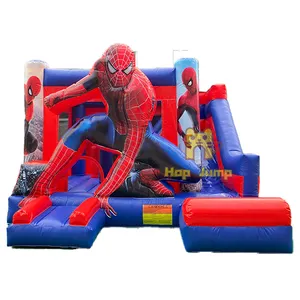 Spiderman Adventure Inflatable Combo Superhero bounce house with slide moonwalk bouncer for sale