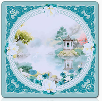 Ensemble de Mahjong de Voyage de Luxe, Design Classique Hydrangea, Antidérapant, Pliable, Résistant à l'Eau, Microfibre Écologique, Table de Mahjong
