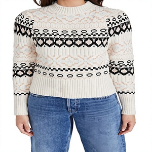 Pull en cachemire à imprimé décontracté pour l'hiver et l'automne, col rond, surdimensionné, tricoté, grande taille, pour femmes, avec appliques, logo sur le devant, manches longues - Product Image 1