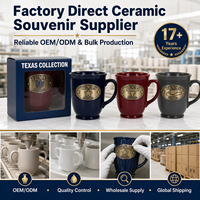 Mug à café en céramique souvenir touristique du Texas (USA), style américain, en grès, avec logo en cuivre, personnalisable OEM ODM, vente en gros