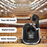 Meilleure vente Écouteurs sans fil Air 31 Étui de chargement Indicateur de batterie à affichage numérique LED Écouteurs transparents à faible latence V5.3