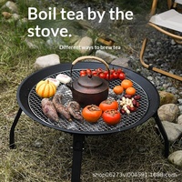 Grill de barbecue portable pliable, anti-rouille et antiadhésif, idéal pour le camping en extérieur, la maison, la préparation du thé, les feux de camp et les pique-niques - Vente en gros usine