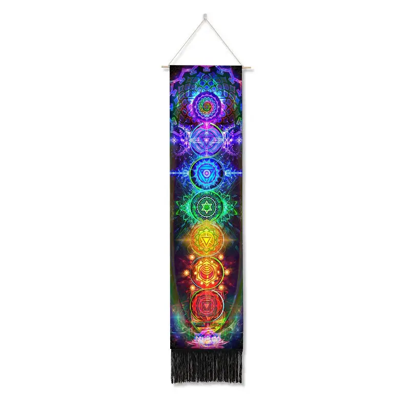 Aangepaste Tarot Zon Maan Fase Wandtapijt Macrame Katoenen Linnen Kwastje Interieur Zeven Chakra Muur Opknoping Slaapkamer Kunst Schilderij Decor