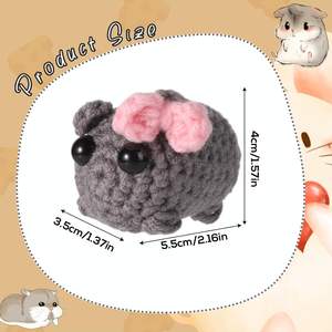 YUhongtoys carino uncinetto triste criceto Meme peluche portachiavi in maglia positiva criceto lavorato a maglia bambolina arco per ufficio scrivania a casa - Product Image 5