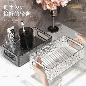 Caja de almacenamiento con diseño de glaciar transparente, organizador de escritorio de plástico rectangular para maquillaje, sala de estar, uso doméstico, sin tapa, capacidad de 45L - Product Image 6