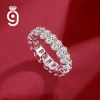 Bague Éternité Complète en Argent S925 Radiant avec Moissanite Taille Ovale et Certificat GRA – Idéale pour Anniversaire ou Fiançailles