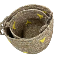 Nouvel ensemble de paniers de rangement vintage en coton et jonc de mer, motif zig-zag, pour cuisine et salle de bain, écologiques et faits à la main