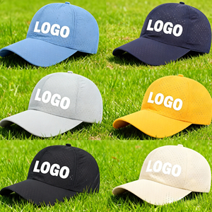 Customized Curved Brim Baseball Caps Sporty Solid Color Breathable Mesh <b>Net</b> Quick Dry Dad Hats Embroidered Woven Patch Logo - Product Image 1