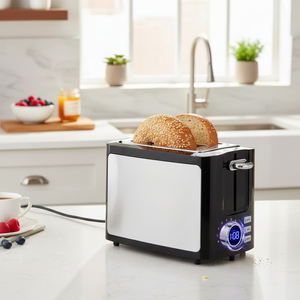 Best Rated 2-Slice Wide Slot <b>Toaster</b> with LCD <b>Digital</b> Countdown Timer Bagel/Defrost/Ca Features Prime Display Smart <b>Toasters</b> - Product Image 3