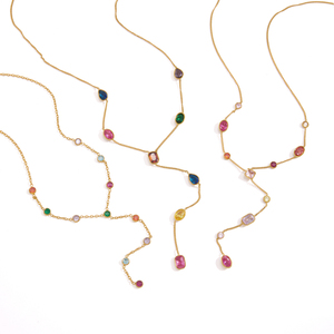Collana a Y J&<span class=keywords><strong>D</strong></span> Jewelry con Zirconia Colorata Geometrica, Placcata in <span class=keywords><strong>Oro</strong></span> 18K, Acciaio Inossidabile Impermeabile, Gioielli di Tendenza per Donne - Product Image 1