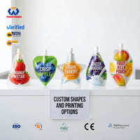 Uniek gevormde, food grade plastic stand-up spout pouch met aangepast logo voor sap, gelei, vloeibare dranken en verpakkingen.