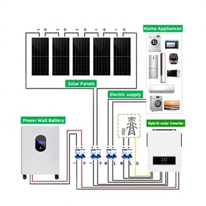 ชุดแผงโซลาร์เซลล์ไฮบริด 10KW MPPT พร้อมแบตเตอรี่ลิเธียมไอออน ระบบออน/ออฟกริด ชุดอุปกรณ์ครบชุดสำหรับบ้าน ระบบไฟฟ้าครบวงจร 10KW - Product Image 1