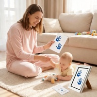 Kit de 3 empreintes de mains et de pieds de bébé sans encre, avec cartes de jalons de développement, un joli souvenir pour la fête prénatale