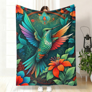 Couverture en flanelle à motifs floraux et animaux, couverture de sieste légère et résistante à la décoloration pour chambre à coucher et salon, impression personnalisée OEM OD 2 - Product Image 2