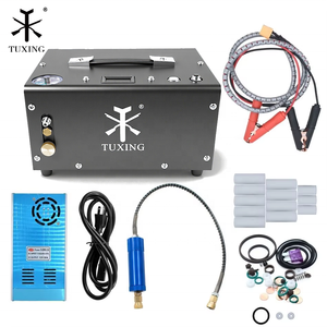 TUXING Fábrica Venda Parada Automática Elétrica 30mpa 4500psi 300bar 12V Transformador Embutido PCP Paintball Caça Compressor de Ar - Product Image 1