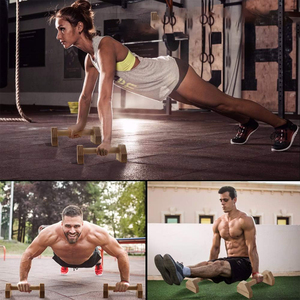 2 PCS Équipement d'entraînement domestique antidérapant Support de poussée en bois pour le fitness et la gymnastique Barres de poussée haut de gamme - Product Image 6