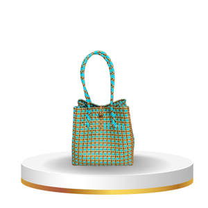 Bolso de Mano Sembagi Mint de Primera Calidad, Elegante, para Mujer, Hecho con Plástico Reciclado, Tejido con Patrón Lurik Indonesio, Accesorio de Moda para Adultos - Product Image 5