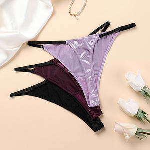 Culottes string sexy en satin brillant pour femmes, taille basse, nylon de haute qualité, écologiques, sans couture, respirantes, séchage rapide, sous-vêtements taille basse - Product Image 4