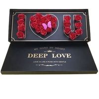 Saint Valentin Fête des Mères Je t'aime Boîte à Fleurs Rose Fraîche Rectangle Rigide Cadeau Emballage Fait Main Mat Laminage