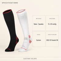 Chaussettes de compression de course à pied de niveau sportif 15-20 mmHg, légères, design simple personnalisé, différentes tailles