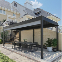 Pergola en aluminium personnalisée de haute qualité motorisée télécommande étanche toit Gazebo persiennes bois traité sous pression Style naturel