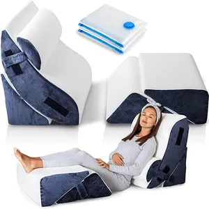 5 stück einstellbares entspannungssystem beinehebebett abnehmbares bettbezug orthopädisches keilkissen für kopfteil
