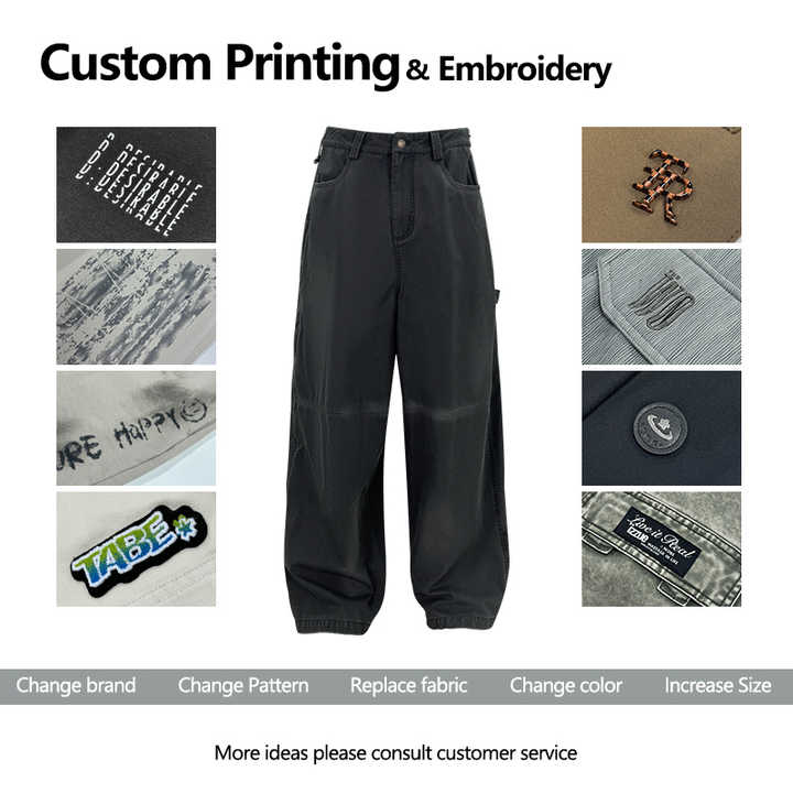 Men'S Pants Lightweight High Quality Vintage Streetwear Cargo Pants With Custom Wide Leg and Tree Bark Camo Design Pants