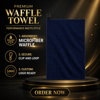 Serviette de golf en microfibre gaufrée avec logo personnalisé, imprimée double face, pour le sport et le nettoyage