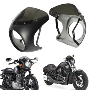 Cache-phare de <span class=keywords><strong>moto</strong></span> rétro <span class=keywords><strong>noir</strong></span> <span class=keywords><strong>brillant</strong></span> modifié, type « tête de cochon » - Product Image 2