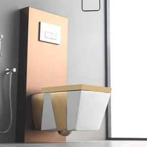 Inodoro de pared de cerámica con descarga automática, sin marco, para montaje, sanitario - Product Image 1