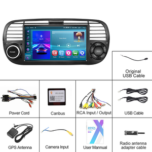 Radio de coche Podofo Android 7 ''inalámbrico Carplay /Android Auto 2 + 64G estéreo de coche GPS Wifi doble USB FM RDS para <span class=keywords><strong>Fiat</strong></span> 500 2007-2015 - Product Image 6