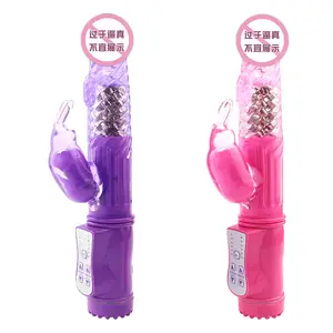 Dildo Multi Function Rabbit ear Vibrator With Stimulator G-Spot Rolling Sex Toy Big Vibrators For Women 22cm Length