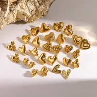 Boucles d'oreilles clous en acier inoxydable 304 plaqué or 18 carats PVD, forme cœur irrégulière et bombée, bijoux pour femmes, vente en gros