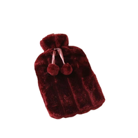 JIUMI Nouvelle Bouillotte à Eau Chaude Anti-explosion en Caoutchouc Rayé et Peluche, avec Pompon, Portable, pour Réchauffer les Mains