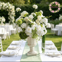 Boules de fleurs artificielles en soie de haute qualité, blanches et vertes, centres de table, style romantique, décorations pour mariages et fêtes