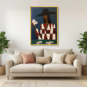 Lienzo con Diseño Geométrico <span class=keywords><strong>de</strong></span> Mujer Jugando al Póker, <span class=keywords><strong>Arte</strong></span> Abstracto Moderno, Decoración Elegante para Pared del Hogar - Product Image 5
