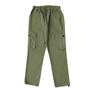 Pantalon cargo unisexe TURBO vert olive, taille élastique, coupe régulière, multi-poches, vêtements d'extérieur, toutes saisons - Product Image 1