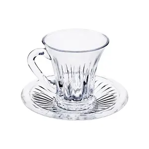 Yiwu Groothandel Hoge Kwaliteit Borosilicaat Glas Koffie Kopje Thee En Schotel Set Met Handvat