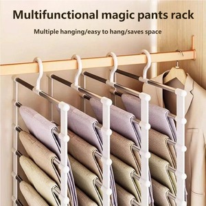 Colgador de Pantalones Multifuncional Plegable de 7 Capas, Paquete de 3 Piezas, Ahorra Espacio en el Armario, Disponible en EE. UU. - Product Image 1