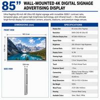 Pantalla Digital LCD IPS de 85 Pulgadas Personalizada, Montada en Pared, con Pantalla Táctil Infrarroja, 4K, para Publicidad, Alto Contraste
