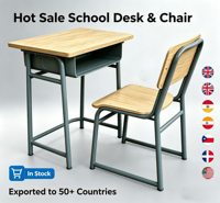 Ensemble table et chaise d'étude pour école, mobilier de classe, fournisseurs de meubles en contreplaqué, ensemble table et chaise individuels pour élèves du primaire/secondaire