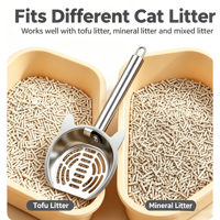 Pelle à litière pour chat en acier inoxydable avec trous fins et formes variées, tamis à excréments pour litière de tofu et minérale 1 kg